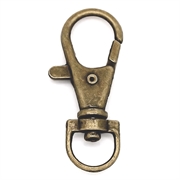 Karabinlås med drejeled. Antik bronze. 36 mm.